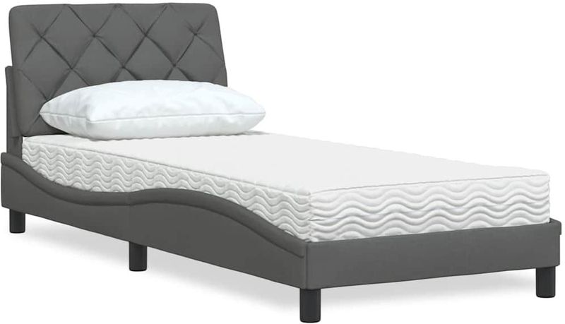 vidaXL Bett mit Matratze Dunkelgrau 80x200 cm Stoff