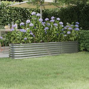 vidaXL Hochbeet Pulverbeschichteter Stahl 224x40x36 cm Silbern