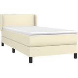 vidaXL Boxspringbett mit Matratze Creme 100x200 cm Kunstleder