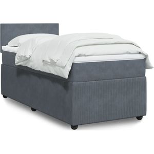 vidaXL Boxspringbett mit Matratze Dunkelgrau 80x200 cm Samt