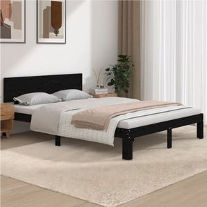 vidaXL Massivholzbett Schwarz 150x200 cm