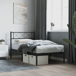vidaXL Bettgestell mit Kopfteil Metall Schwarz 75x190 cm