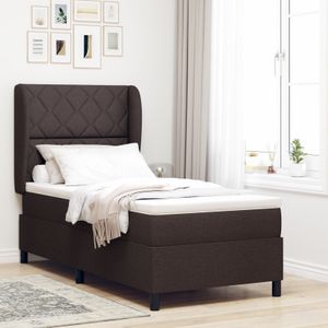 vidaXL Boxspringbett mit Matratze Dunkelbraun 90x200 cm Stoff