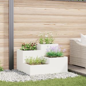 vidaXL Gartenpflanzer 80x80x60 cm Weiß Stahl