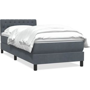 vidaXL Boxspringbett mit Matratze Dunkelgrau 90x220 cm Samt