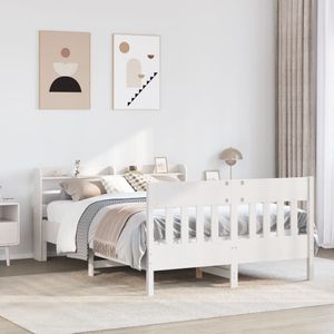 vidaXL Massivholzbett ohne Matratze Weiß 150x200 cm Kiefernholz