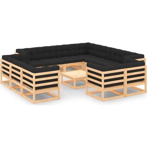vidaXL 13-tlg. Garten-Lounge-Set mit Kissen Massivholz Kiefer