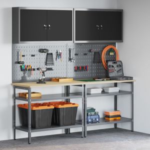 vidaXL 8-teiliges Werkbank-Set in Grau aus Stahl