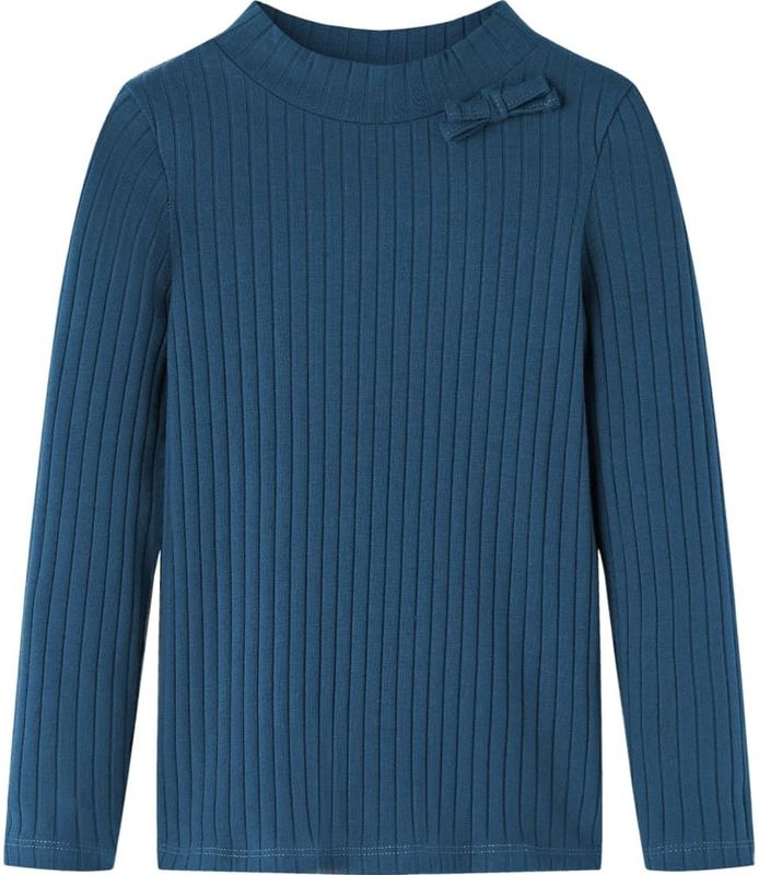 vidaXL Kinder-Langarmshirt Rippstrick Marineblau 140