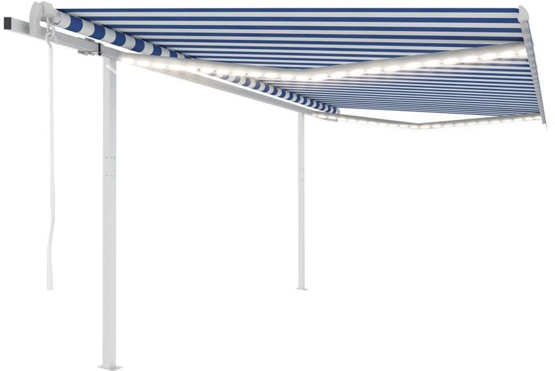 vidaXL Markise Automatisch mit LED & Windsensor 4x3 m Blau & Weiß