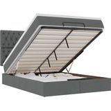 vidaXL Ottoman-Bett mit Matratze & LEDs Dunkelgrau 140x190 cm Stoff