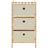 vidaXL Korb-Kommode mit 3 Stoffkörben Zedernholz Beige