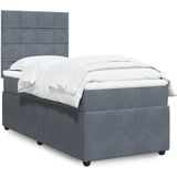 vidaXL Boxspringbett mit Matratze Dunkelgrau 100x200 cm Samt