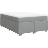 vidaXL Boxspringbett mit Matratze Hellgrau 140x200 cm Stoff