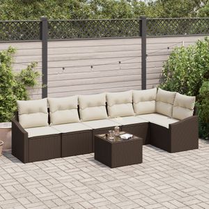 vidaXL 6-teiliges Garten-Esszimmer-Set mit Kissen Grau Poly-Rattan