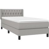 vidaXL Boxspringbett mit Matratze Hellgrau 90x200 cm Stoff