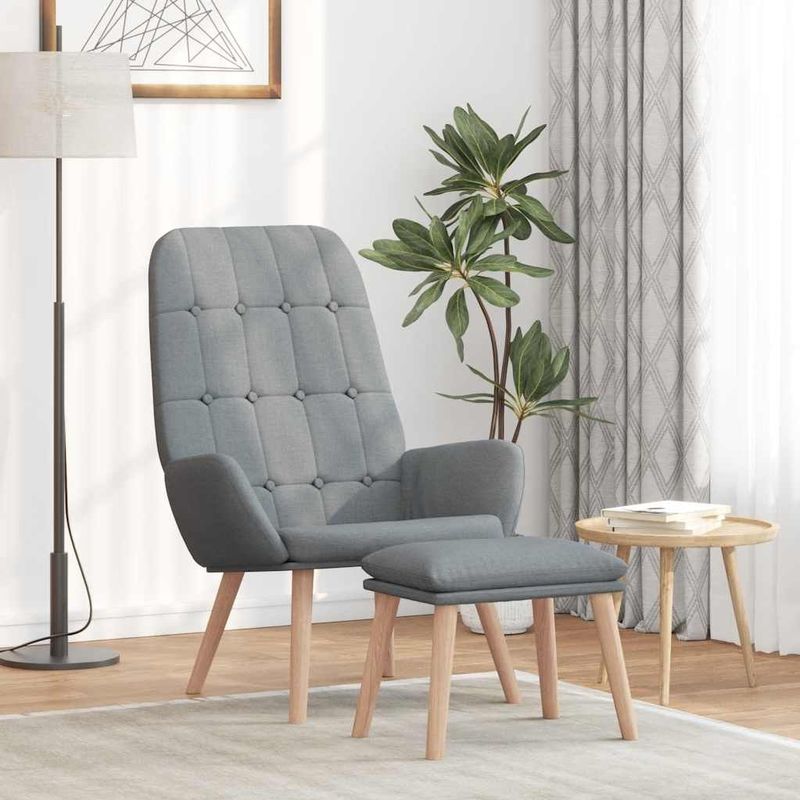 vidaXL Relaxsessel mit Hocker Hellgrau Stoff