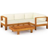vidaXL 5-tlg. Garten-Lounge-Set mit Creme Auflagen Massivholz Akazie
