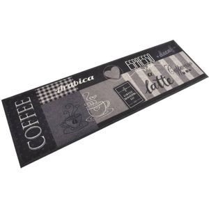 vidaXL Küchenteppich Waschbar Coffee Schwarz 60x180 cm Samt