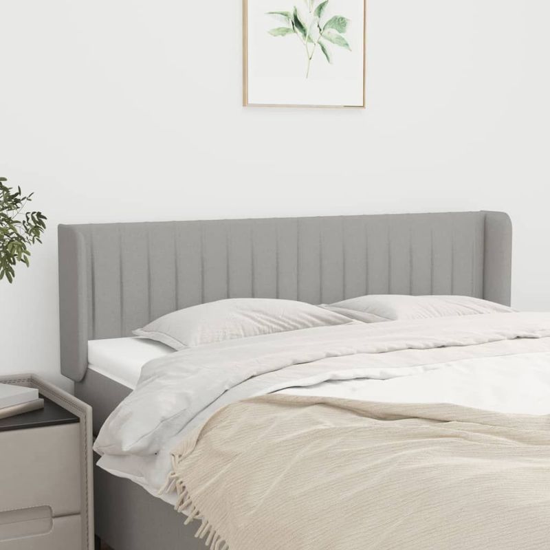 vidaXL Kopfteil mit Ohren Hellgrau 147x16x78/88 cm Stoff
