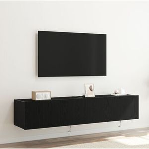 vidaXL TV-Wandschränke mit LED-Leuchten 2 Stk Schwarz Eiche 80x35x31cm