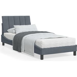 vidaXL Bett mit Matratze ""Hanko"" Dunkelgrau 90x200 cm Samt