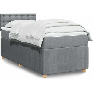 vidaXL Boxspringbett mit Matratze Hellgrau 100x200 cm Stoff
