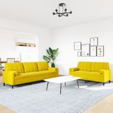 vidaXL 2-tlg. Sofagarnitur mit Kissen und Nackenrollen Gelb Samt
