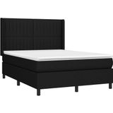 vidaXL Boxspringbett mit Matratze Schwarz 140x200 cm Stoff