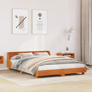vidaXL Massivholzbett ohne Matratze Wachsbraun 140x200 cm Kiefernholz