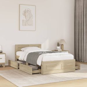 vidaXL Bettgestell mit Kopfteil Sonoma-Eiche 75x190 cm Holzwerkstoff