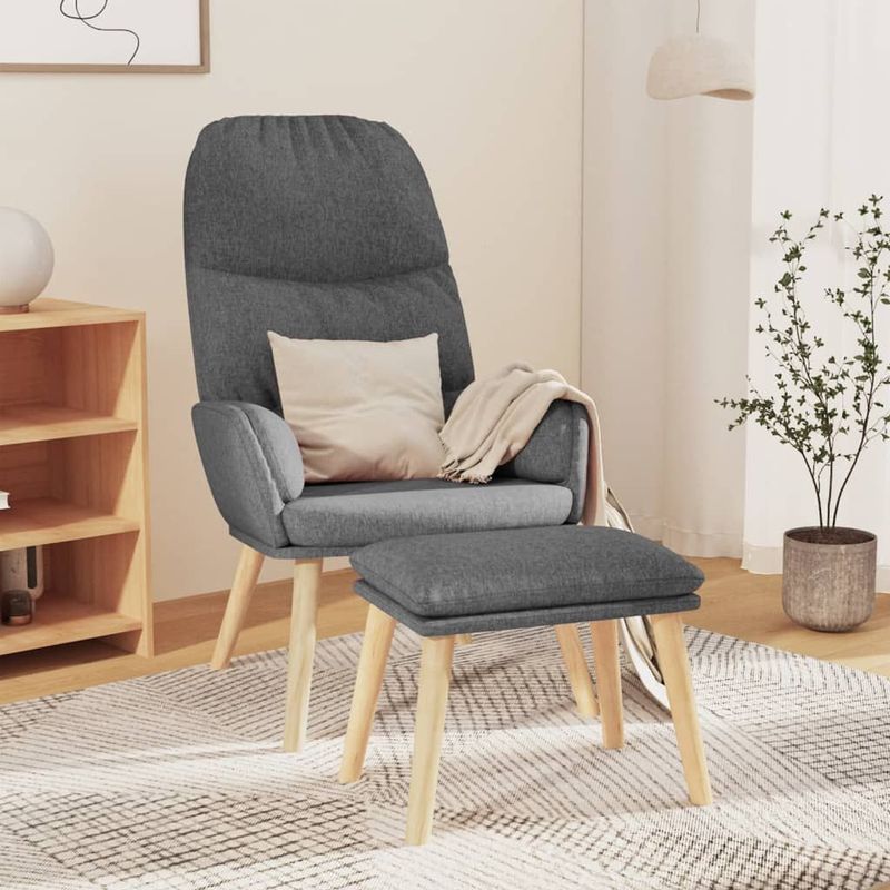 vidaXL Relaxsessel mit Hocker Hellgrau Stoff