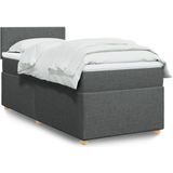 vidaXL Boxspringbett mit Matratze Dunkelgrau 90x200 cm Stoff