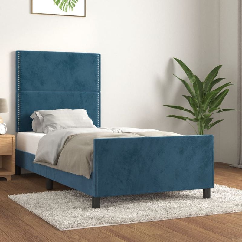 vidaXL Bettgestell ohne Matratze Dunkelblau 90x190 cm Samt