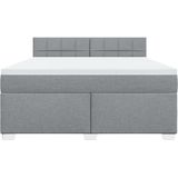 vidaXL Boxspringbett mit Matratze Hellgrau 180x200 cm Stoff
