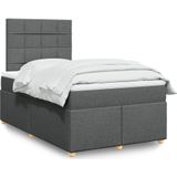 vidaXL Boxspringbett mit Matratze Dunkelgrau 120x200 cm Stoff