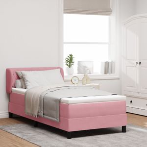 vidaXL Boxspringbett mit Matratze Rosa 90x200 cm Samt