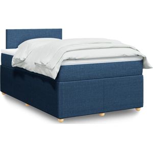 vidaXL Boxspringbett mit Matratze Blau 120x190 cm Stoff