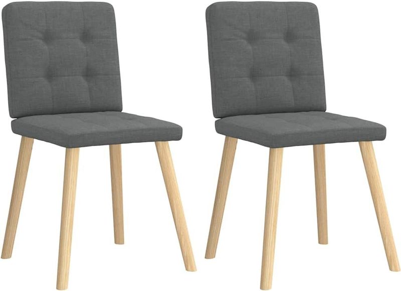 vidaXL Esszimmerstühle 2 Stk. Dunkelgrau Stoff