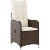 vidaXL 7-tlg. Garten-Bistro-Set mit Kissen Braun Poly Rattan