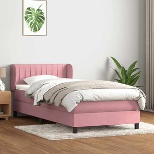 vidaXL Boxspringbett mit Matratze Rosa 80x210 cm Samt