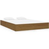 vidaXL Massivholzbett Honigbraun 135x190 cm