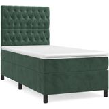 vidaXL Boxspringbett mit Matratze Dunkelgrün 90x200 cm Samt