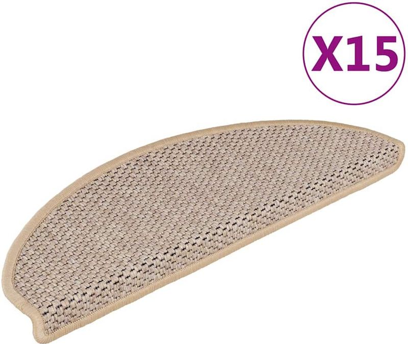 vidaXL Treppenmatten Selbstklebend Sisal 15 Stk. 65x21x4 cm Hellbeige