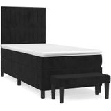 vidaXL Boxspringbett mit Matratze Schwarz 80x200 cm Samt