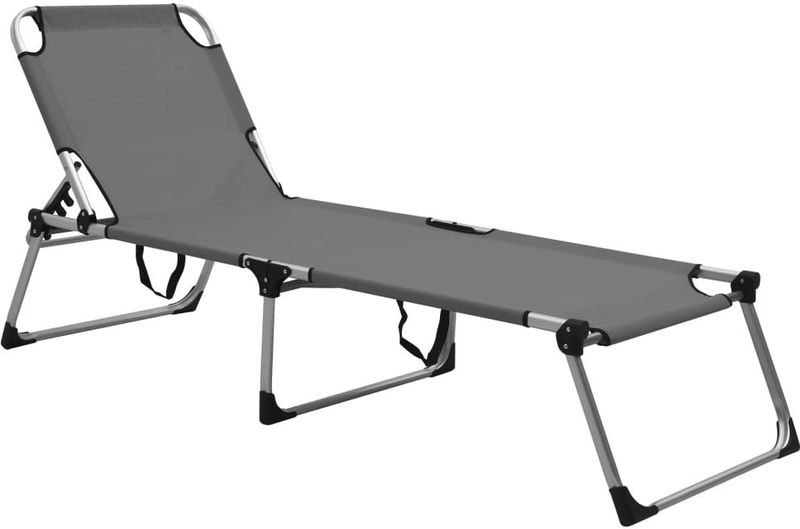 vidaXL Senioren-Sonnenliege Extra Hoch Klappbar Grau Aluminium