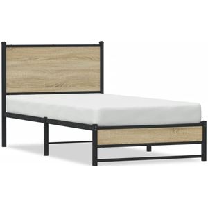 vidaXL Metallbett ohne Matratze Sonoma-Eiche 90x200 cm