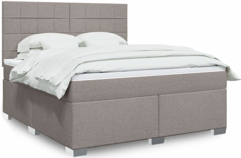 vidaXL Boxspringbett mit Matratze Taupe 180x200 cm Stoff