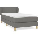 vidaXL Boxspringbett mit Matratze Dunkelgrau 90x200 cm Stoff