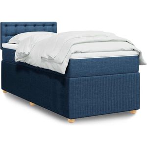 vidaXL Boxspringbett mit Matratze Blau 90x200 cm Stoff